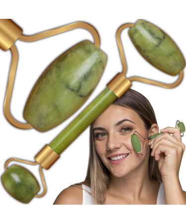 Retoo Jade Roller Massage natural anti-aging face role for eye puffess treatment facial scooter facial massage of course massage device face roller tapered face and neck green