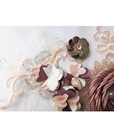 RUINUO 3D Lace Beads Flower Applique Patch - Handmade Floral Embroidered Sew On Patch for Wedding Dress - Colorful Rose Design - 1pcs - Buy Online on GoSupps.com