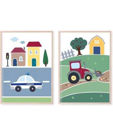 Pictaloo 5 Set Sweet Vehicle Pictures | Kids Room Decor for Boys | Childrens Baby Posters - DIN A4 Murals Without Frames - Buy Online on GoSupps.com