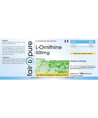 Buy Fair & Pure L-Ornithine 500mg - High Dose 180 Capsules | Premium Quality Supplement for Enhanced Performance - International Shipping Available - Buy Online on GoSupps.com