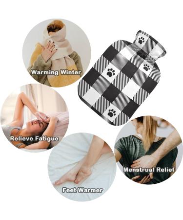 Naanle Black & White Checkered Dog Paw Heat Bottle - 1L Transparent Hot Water Bottle for Pain Relief & Cold Therapy - Ideal Hand & Feet Warmer - Buy Online on GoSupps.com