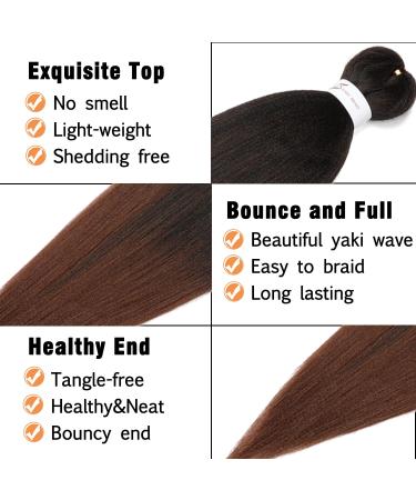 Braiding Hair Pre Stretched 24 Inch 8 Packs Ombre Yaki Texture Itch Free Hair Extensions for Braids - 24in 1B/30 (Pack of 8) - Buy Online on GoSupps.com
