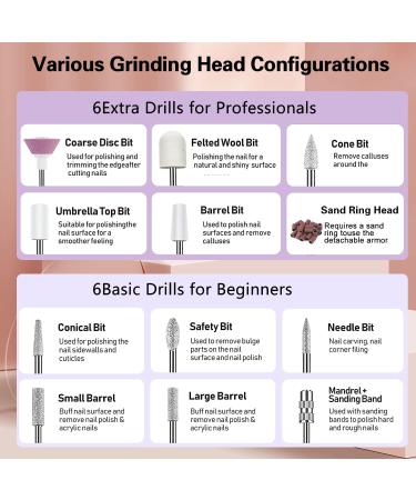 Electric Nail Drill Set for Acrylic Gel Nails - Portable Manicure Pedicure Kit with Sanding Bands and Bits - Buy Online on GoSupps.com
