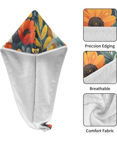Dog Couple Flowers Hair Towel 2 Pack | Super Absorbent Quick Dry Hair Turbans for Women & Girls - Best Hair Drying Solution - Buy Online on GoSupps.com