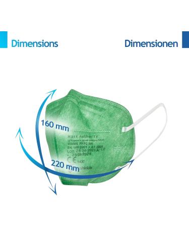 Virshields FFP2 Mask - PFE 94% VFE 99.99% | EN 149:2001 Certified | 5-Layer Protective Breathing Mask Green | Buy 10-2000 Pieces - Made in EU - Buy Online on GoSupps.com