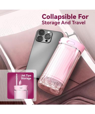 Portable Water Flosser for Travel | Mini Oral Irrigator with 5 Nozzles IPX7 Waterproof Perfect for Teeth Gums & Braces | Cordless & Compact Design in Pink - Buy Online on GoSupps.com