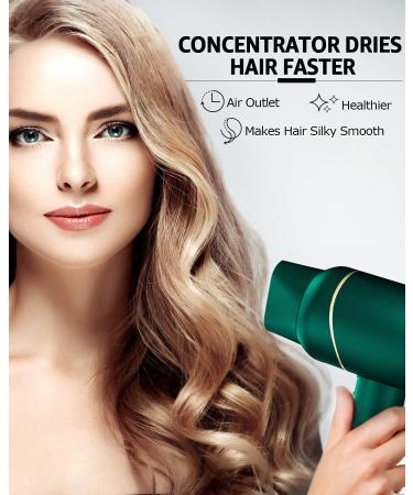 Ionic 1875W Hair Dryer with Concentrator - Fast Drying, Lightweight, Cool Heat & 2 Speed Settings - Professional Blow Dryer for Women and Kids - Green - Buy Online on GoSupps.com