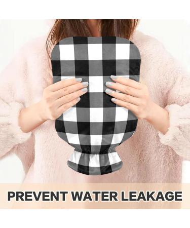 Black White Buffalo Plaid Hot Water Bottle | 2L for Pain Relief & Warmth | Ideal for Hand & Foot Warmers - Buy Online on GoSupps.com