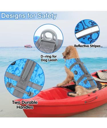 Emust Dog Chimney Reflecting & Adjustable Protective Vest - Improved Buoyancy & Rescue Handle for Swimming - 2XL New Blue - Buy Online on GoSupps.com