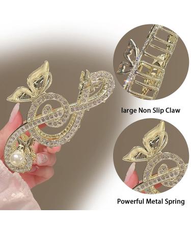Music 2Pcs Rhinestone Hair Claw Clips | Large, Strong Metal Design | Muticolor Hair Jaw Clips | Acetate Hair Claws | Cute Headwear Gifts - Buy Online on GoSupps.com