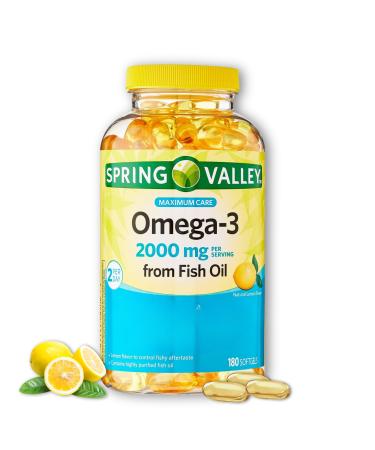 Omega 3 Fish Oil 2000mg- Softgels 180ct (Pack of 1)
