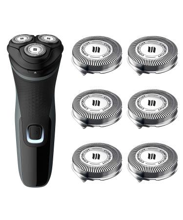 tuokiy SH30 Replacement Heads for Philips Electric Shaver Series 1000, 2000, 3000 and S738 Click and Style, Blades for Philips S1560 S1160, ComfortCut SH30 Shaving Heads 6 Pack 1 Count (Pack of 6)