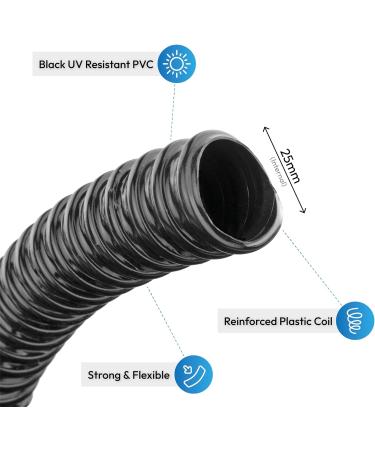 Pisces 25mm (1 inch) Black Pond Corrugated Flexible Hose Pipe - 30m Roll 30 25mm (1 inch) - Buy Online on GoSupps.com