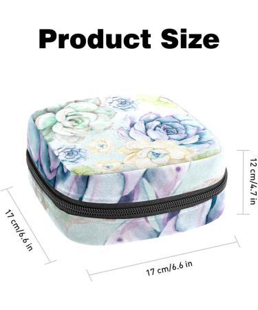 Feminine Watercolor Succulent Flowers Tie Storage Bag | Portable Menstrual Cup & Tampon Holder for Women & Teens - Multicolored - Buy Online on GoSupps.com