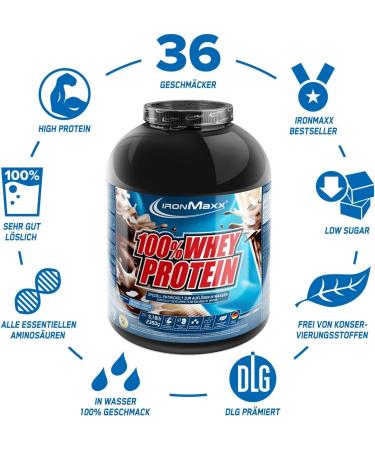 Ironmaxx 100% Whey Protein Powder - Chocolate Coconut 2.35kg | Low Sugar Water-Soluble Protein | Delicious Flavors Available - Shop Internationally! - Buy Online on GoSupps.com