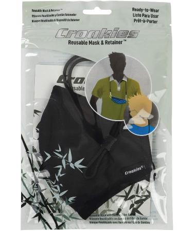 Croakies Washable 3-Ply Reusable Face Mask & Retainer Combo - Black Bamboo Barrier for Ultimate Comfort - Buy Online on GoSupps.com