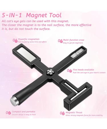 5 In 1 Magnetic Cat Eye Nail Pens - Upgraded with Silicone Cover for Stunning 3D Effects | Perfect Magnetic Cat Eye Gel Polish (Black) - Buy Online on GoSupps.com