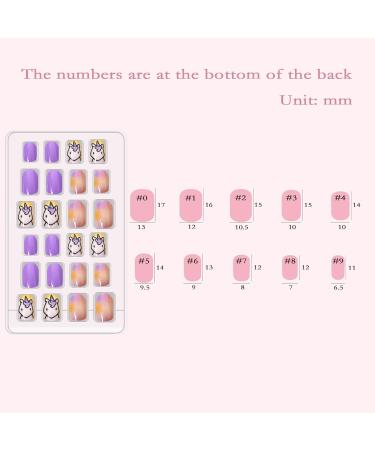 Allstarry 120-Piece Glitter Rainbow Nail Set for Kids - Short Artificial Nails Perfect Gift for Girls - Nail Art with Purple Unicorn Design - Buy Online on GoSupps.com
