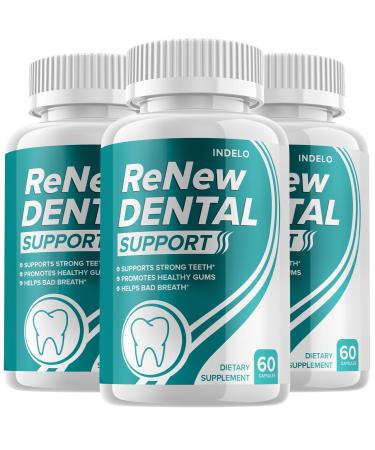 Renew Dental Support Capsules Renew Dental Support Pills Renew Dental Support Reviews Tooth and Gum Supplement Natural Extra Strength Probiotic (3 Pack - 180 Capsules)