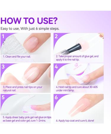 Gelike EC 6-in-1 Gel Nail Polish - Pink Base Coat for Long Lasting Extension, UV LED Soak Off Adhesive Glue - French Home Salon Sheer Baby Pink - Buy Online on GoSupps.com