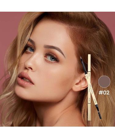 Eyebrow Pencil Smooth and Waterproof 2mm Tip Long-Lasting Eyebrow Pencil Dual Ended with Brow Pencil and Spoolie Brush (Light Brown) - Buy Online on GoSupps.com
