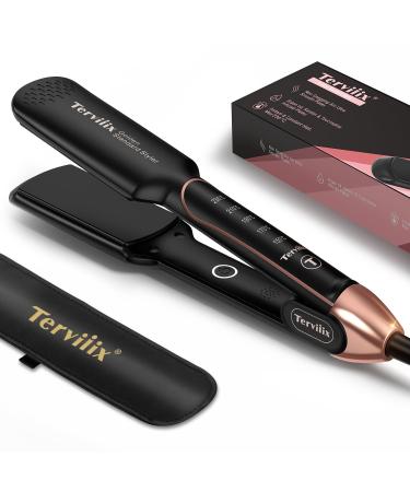 Terviiiix smooth iron wide plates with act ceramic plates 45mm wide hair smoothing for thick hair smoothing iron curls and smooth smoothing out PTC 30S quick heating dual voltage 45mm (ceramic)