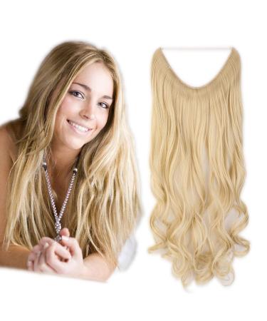 Hairpiece Extensions Hair Extension 1 Weft Hair Thickening with Invisible Wire Bleached Blonde Wavy-50 cm-90g