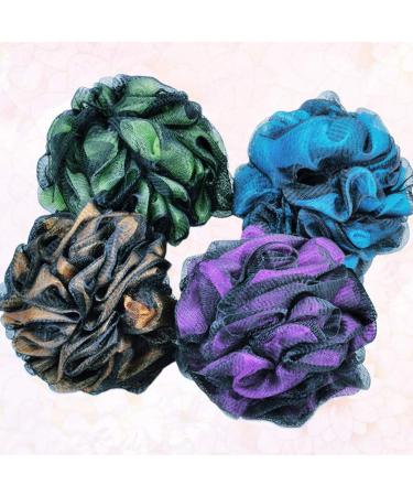 Lurrose Double Color Exfoliating Body Scrubber 4pcs - Loofah and Shower Sponge Pouf for Adult, Kid, Child - Bath Ball Set - Buy Online on GoSupps.com