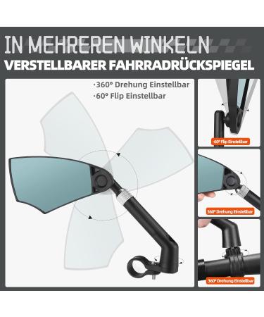 Buy Foldable Bicycle Mirror for E-Bike 360 Adjustable Retractable Handlebar Mount Glare Protection Fits 20-23mm | MTB Left Side - Buy Online on GoSupps.com