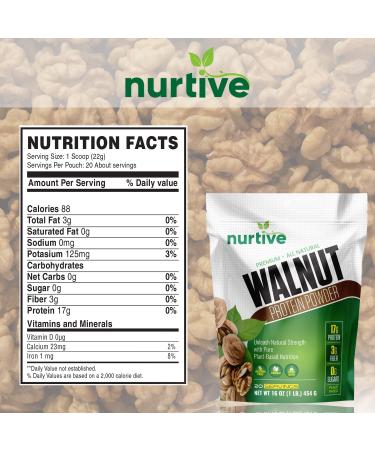 Walnut Protein Powder - Vegan Gluten-Free Omega-3 Rich - 20 Servings - Ideal for Smoothies & Baking - Non-GMO Antioxidant Boost - Buy Online on GoSupps.com
