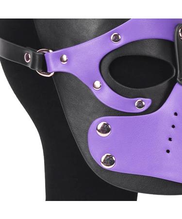 SUNSDEW Adults PU Leather Puppy Hood Mask for Halloween Cosplay - Removable Dog Face Pup Hood for Novelty Costume Props - Buy Online on GoSupps.com