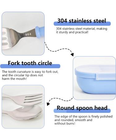 Colexy Toddler Cutlery Set - Stainless Steel Baby Fork and Spoon with Storage Box - Pink+Blue Tableware Set for Self Feeding Kids - Buy Online on GoSupps.com