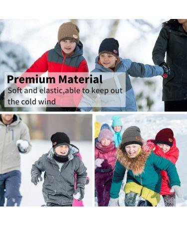 Aisprts Kids Winter Beanie Hat and Scarf Set - Knitted Thermal Fleece Lining - Grey - Buy Online on GoSupps.com