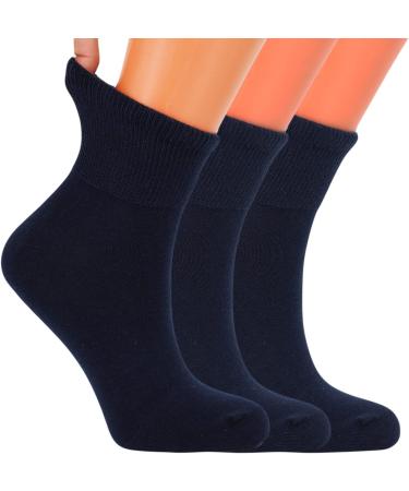American Made Diabetic Ankle Socks 3 Pairs, Dark Navy, Size 5-7 (36-39 EU) - Buy Online on GoSupps.com