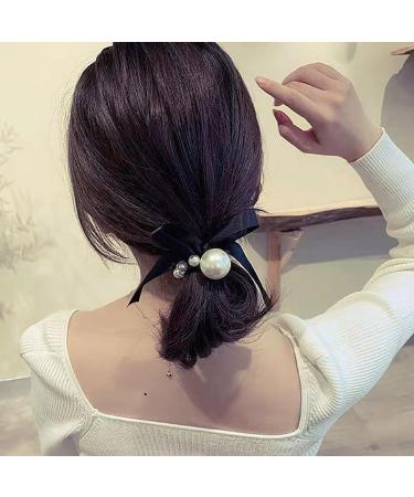 Buy Tseenyi Pearl Rubber Band Rope - Black Loop Pearls Hair Accessories for Women & Girls | Perfect for Weddings Valentine's Day & Christmas Gifts - Buy Online on GoSupps.com