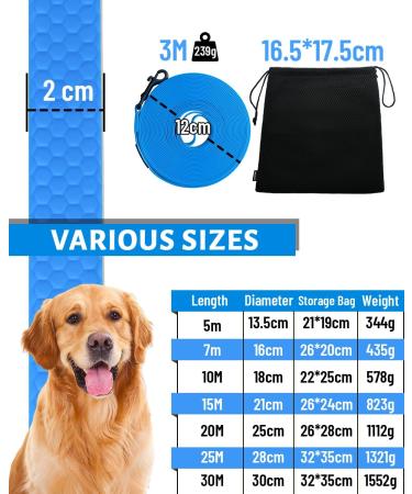 Looxmeer 7m Neon Blue Dog Tow Line - Robust Training Line with Storage Bag | International Shipping Available - Buy Online on GoSupps.com