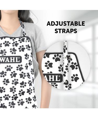 WAHL Paw Print Apron Grooming Aprons with Pockets Waterproof Bib for Pet Groomers Water-Resistant Anti-static Hair Repellent Dog Cat Grooming Apron Pet Bathing Showering Smock Waist - Buy Online on GoSupps.com