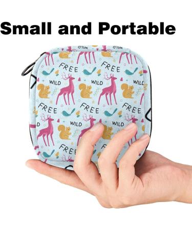 Rosa Deer Yellow Squirrel Portable Sanitary Napkin & Menstrual Cup Storage Bag - Zipper Pocket for Teen Girls & Women - Buy Online on GoSupps.com