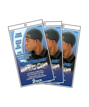 WaveBuilder Wave Cap | Promotes Healthy and Uniform Hair Waves 6 Pack (Black)