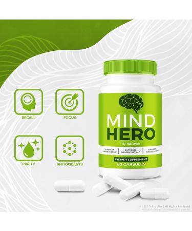 NutraVibe (3 Pack) Mind Hero Capsules - Brain Supplement and Memory Support | MindHero Pills for Daily Focus and Performance All-Natural Ingredients Easy-to-Swallow Official Reviews (180 Capsules) - Buy Online on GoSupps.com