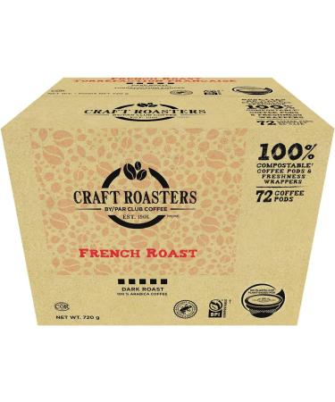 Club Coffee Craft Roasters French Roast - Dark Roast Single Serve Coffee K-Cup Pods Compostable Coffee Pods Keurig Brewer Compatible Rainforest Alliance Certified 72 Count French Roast - Dark Roast 72 count (Pack of 1) - Buy Online on GoSupps.com