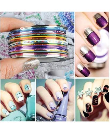 Ancllo 30 Color Mixture Nail Art Decoration Stickers - DIY Striping Tape for Perfect Nail Tips - Buy Online on GoSupps.com