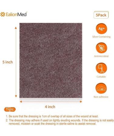 Silver Calcium Alginate Wound Dressing Pad 4x5 - High Absorbency Non-Stick Ag Gauze for Pressure Ulcers, Bed Sores, Diabetic Foot Ulcers - 5 Packs - Buy Online on GoSupps.com