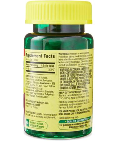 Spring Valley Iron Tablets 65mg 200 Count Value Size (Pack of 2) + Me Gustas Sticker - Buy Online on GoSupps.com
