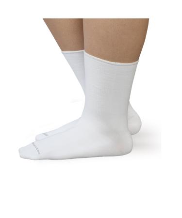SmartKnit Seamless Wide Crew Socks for Diabetes Arthritis or Sensitive Feet 1 Pair (2 Count) X-Large White