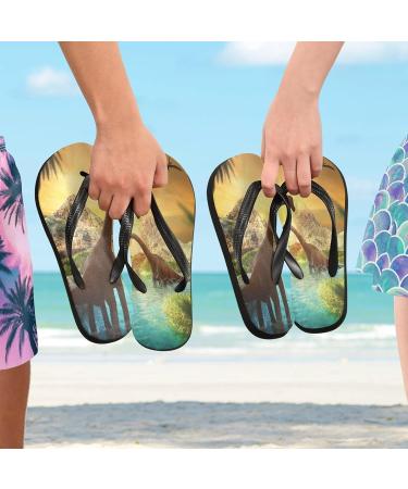 Shop Mnsruu African Animals & Dinosaurs Flip Flops for Men & Women | Colorful Slippers for Spa Travel & Home - Buy Online on GoSupps.com