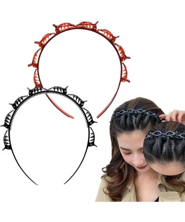 Double Bangs Hairstyle Hairpin | Hairpin Headband | Hairband With Clips | Double Layer Twist Plait Headband | Multi-Layer Hollow Woven Headbands Hair Styling Tools