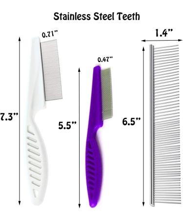 TuNan 7 Pcs Pet Grooming Comb Set for Dogs and Cats - Metal Head Comb for Tear Stain Removal, Long Hair Detangling, Crust and Mucus Removal - Pet Grooming Tool Kit with 5 Comb Types - Buy Online on GoSupps.com