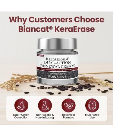 Biancat KeraErase Dual-Action Renewal Cream Professional Skin Treatment Cream Black and White Rice Soothing Repair cream Natural Body Serum Suitable for All Skin Types (2 Pack) - Buy Online on GoSupps.com