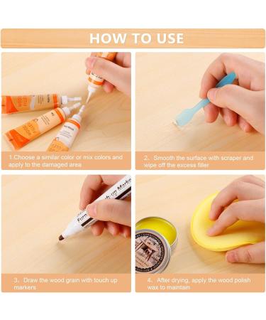 Wood Furniture Repair Kit - 6 Oak Color Fillers Touch Up Markers & Polish Wax for Stains & Scratches - Ideal for Cabinets Tables & More - Buy Online on GoSupps.com
